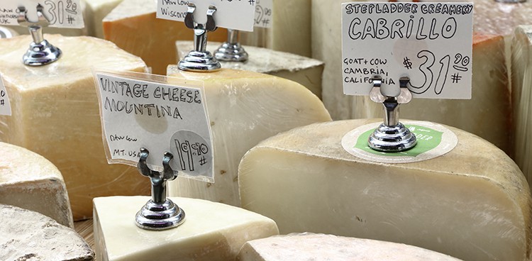 Selection of cheese at Cheese Bar