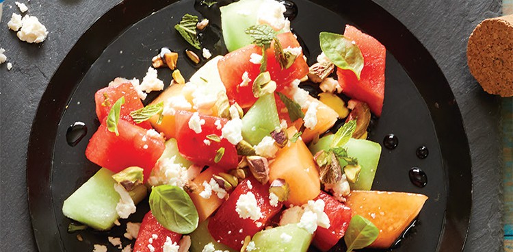 Président Feta Crumbles and Compressed Melon Salad