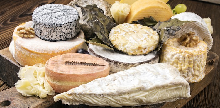 cheese plate of stinky washed rind cheeses